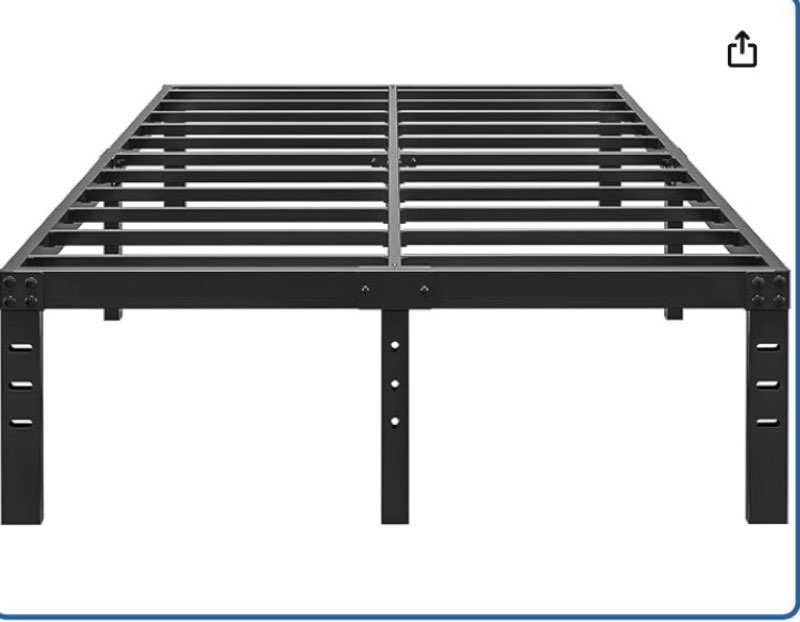 ALDRICH 14 Inch Metal Bed Frame Queen Size - Double Black Basic Steel Slats Platform, Easy Assembly Heavy Duty Noise Free Bedframes, No Box Spring Needed
