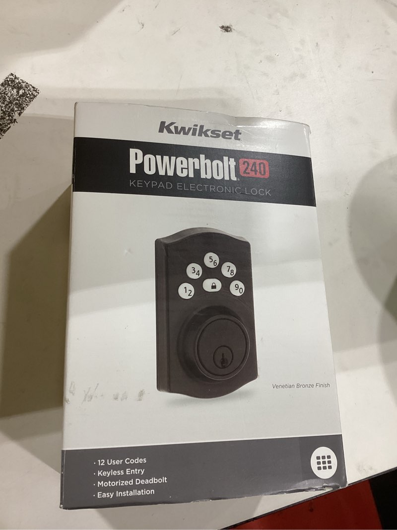 Condition photo showing Good Condition for Kwikset Powerbolt 240 5-Button Keypad Venetian Bronze Traditional Electronic Deadbolt Door Lock, Featuring Convenient Keyless Entry, Customizable User Codes and Auto-Locking
