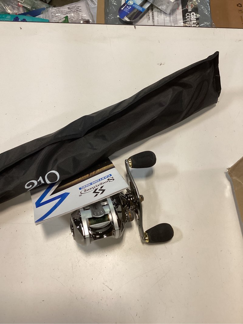 Condition photo showing As Is for Sougayilang Fishing Rod and Reel Combo, Telescopic Casting Rod Baitcasting Reel with Carrier Bag Baitcaster Combo for Freshwater Saltwater A-Fishing Full Kits with Carrier Case 7ft with Right Handle