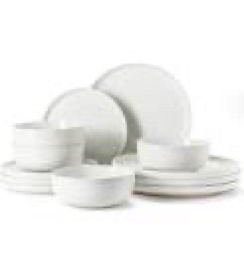 square house 16 piece dinnerware set key west - plates, bowls, and mugs set for 4 - chip and scratch
