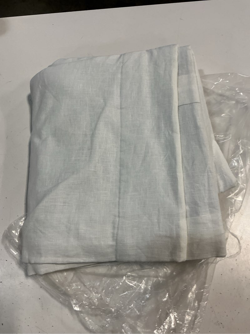 Condition photo showing Good Condition for quince european linen room darkening curtain, 48x84, white single panel