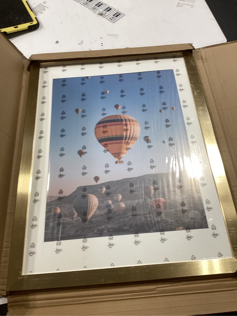 Condition photo showing Good Condition for jcjmy 22x30 picture frame with 18x24 mat, display photo 18x24 with mat or 22 x 30 without mat, wall hanging large 22 by 30 poster frame with plexiglass, gold gold 22x30 inch