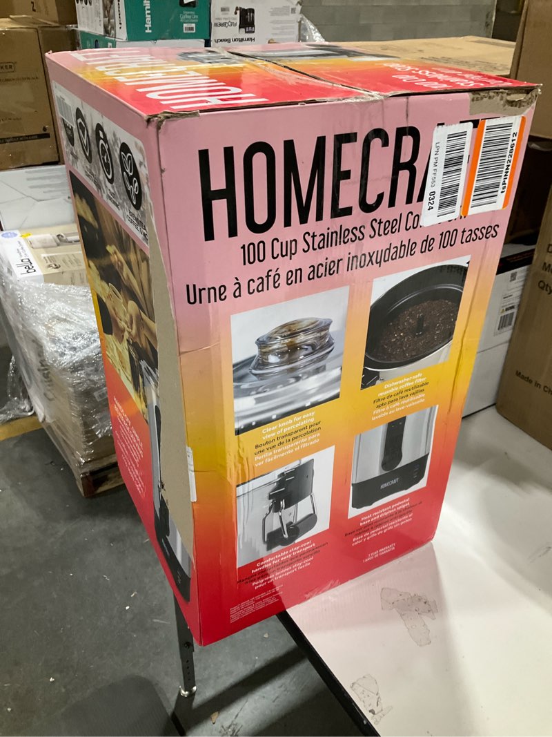 Condition photo showing As Is for Homecraft 100-Cup Coffee Urn and Hot Beverage Dispenser with Dripless Faucet, Quick-Brewing, Stainless Steel 100 Cup