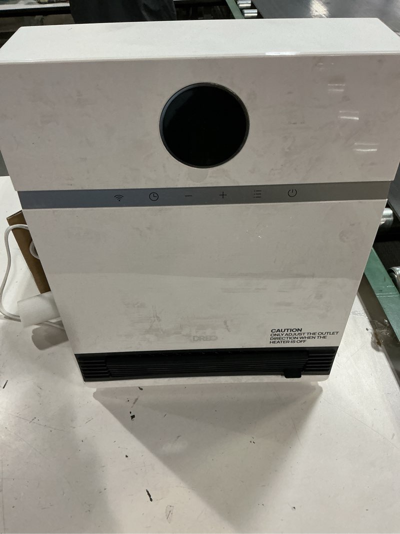 Condition photo showing As Is for DREO Smart Wall Heater, IP24 Electric PTC Space Heaters for Indoor Use, 30° Oscillation, Adjustable Thermostat, Remote Control, Works with Alexa, 24H Timer, Easy-mounted for Office, Bedroom, Home White Standard