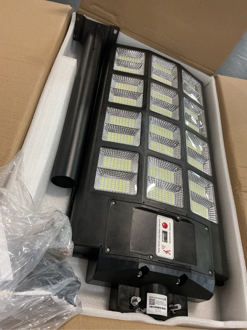 Condition photo showing Good Condition for okpro 10000w solar street lights outdoor, ip66 waterproof solar lights outdoor with motion sensor & remote, dusk to dawn commercial security lighting for parking lot, yard, farm, driveway