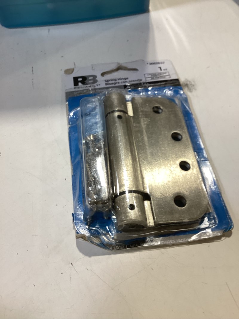 Condition photo showing As Is for reliabilt 4-in h x 5/8-in radius satin nickel spring interior door hinge