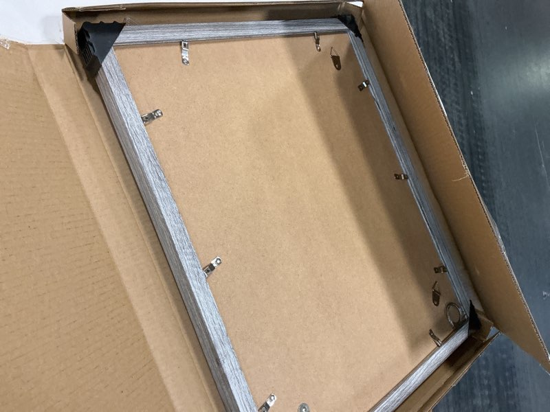 Condition photo showing Good Condition for 16x20 Frames Set of 2, Rustic Grey Wood Style - Display 16 x 20 Picture without Mat or 11x14 Picture with Mat, Wall Mounting Horizontal and Vertical Grey 16x20 in