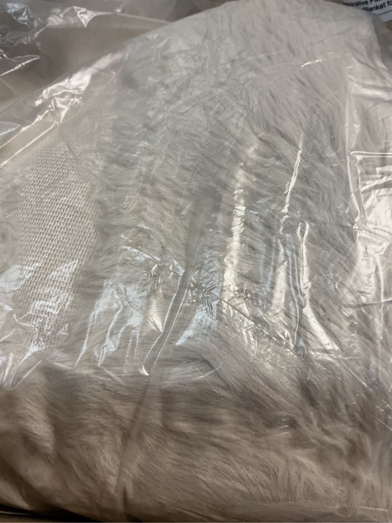 Condition photo showing Good Condition for AMWAN Decorative Fuzzy Faux Rabbit Fur Couch Cover Soft Thick Throw Blanket for Couch Sofa, Plush Warm Fleece Fluffy Blanket for Winter, Luxury Cute Cozy Furry Blanket for Bed,Light Tan,71x134’’ X-Large (71" x 134") Fa-light Tan
