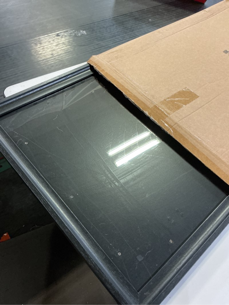 Condition photo showing As Is for 19x27 Picture Frame Black with Black Backboard, Wooden Curved Extra Wide Edges Puzzle Frame, Vintage Style Poster Frame 19x27 for Wall Decor. Black 19x27