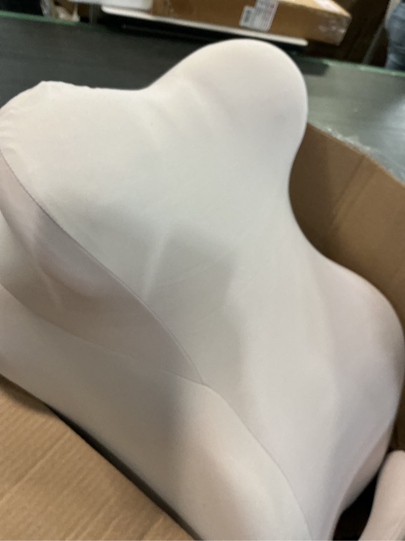 Condition photo showing Good Condition for Adult Memory Foam Ergonomic Wedge Prone Pillow, Bed Pillow for Sitting Up, Back, Neck, and Leg Pain Relief, Anti Snoring, Ideal for Massage, Reading, Sleeping, with Removable Washable Cover, Pink Pink(size S-m)