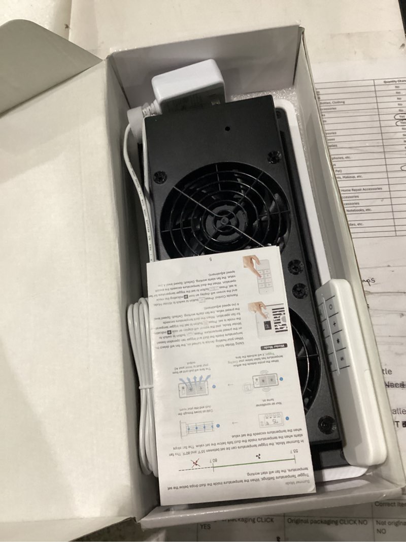 Condition photo showing New/Like New for agptek register booster fan for 4 x 10 register holes, quiet air vent fans with 10-speed, intelligent thermostat & remote control, heating cooling ac vent fan for room wall floor ceiling 4*10 "