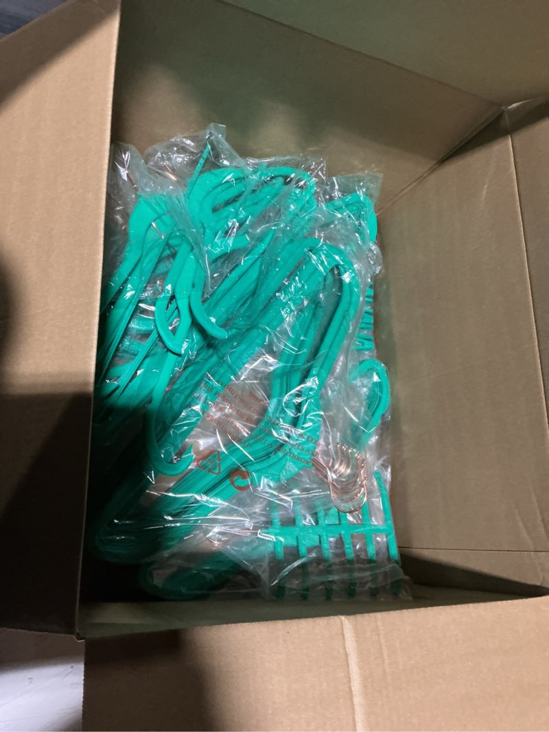 Condition photo showing Good Condition for vecelo premium velvet clothes hangers suit heavy duty (50 pack)-non slip & space-saving with 6 finger clips & tie rack excellent for men and women,teal 50-pack teal