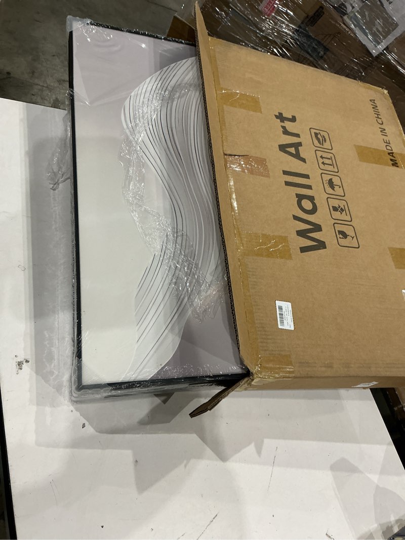 Condition photo showing New/Like New for large framed modern abstract wall art, 3 piece minimalist bright style prints paintings artwork for walls, silver gray contemporary luxury pictures for living room hallway office wall decor total 30x60 in 20" w x 30" h x 3pcs grey melody