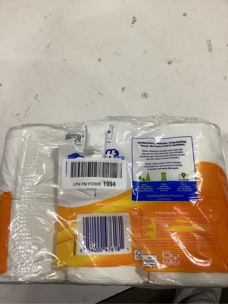Condition photo showing As Is for scott comfortplus toilet paper, 12 double rolls, 231 sheets per roll, septic-safe, 1-ply toilet tissue