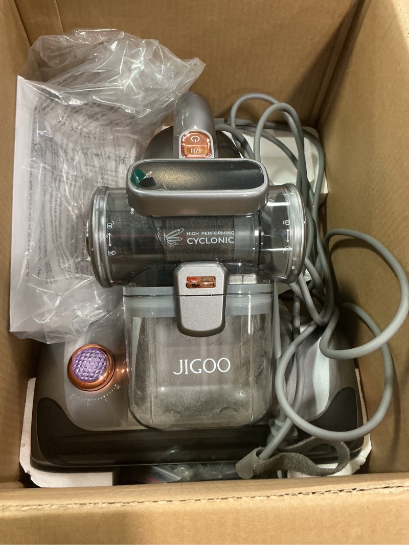 Condition photo showing Good Condition for JIGOO T600 Bed Vacuum Cleaner with UV-C Light, 15Kpa Suction 700W Powerful Double Cup Handheld Vacuums, Mattress Vacuum Cleaner with Smart Dust Sensor, Ultrasonic & Heating Tech, HEPA Filter - Corded T600 UV Mattress Vacuum
