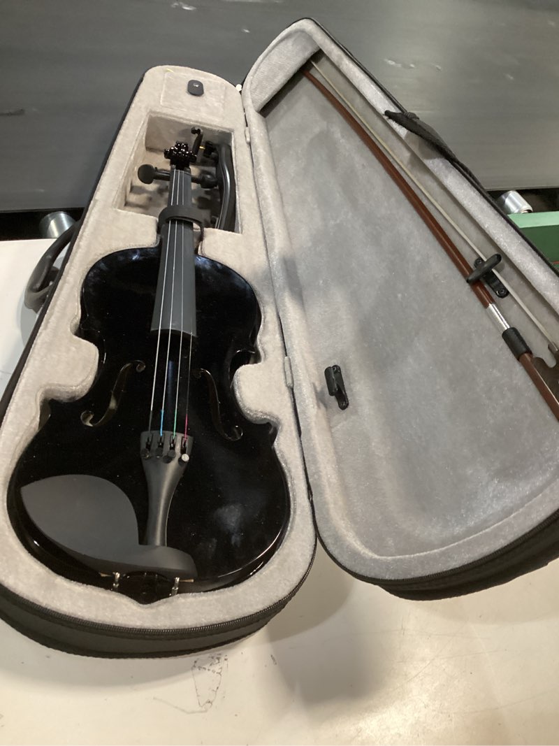 Condition photo showing Good Condition for Poseidon 3/4 Violin Set for Beginner - Premium Handcraft Violin for Kids Adults with Hard Case, Bow, Rosin, Extra Violin Strings 3/4 Full Set, Shoulder Rest, Clip-on Tuners - Matte Brown 3/4 black