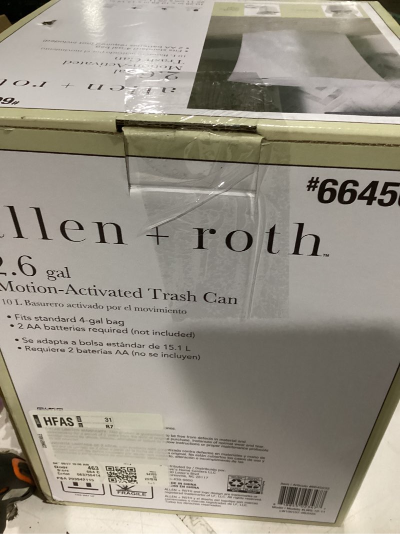Condition photo showing Good Condition for allen + roth 10 liter brushed silver steel indoor/outdoor kitchen hinged lid trash can