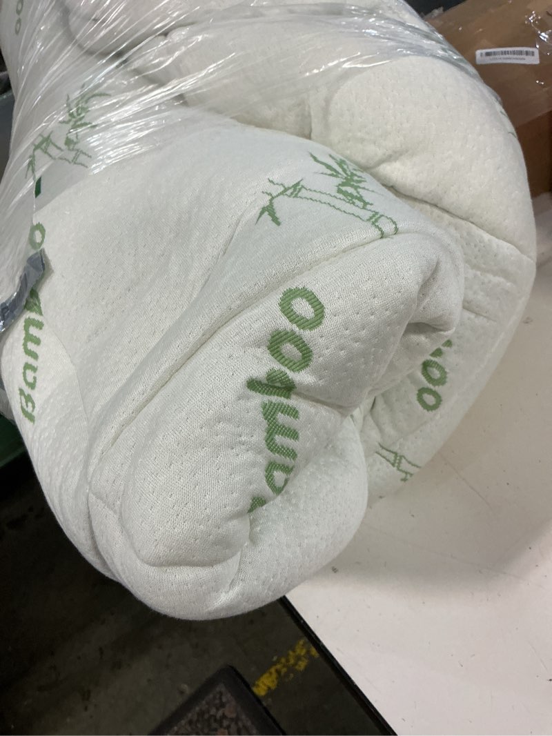 Condition photo showing As Is for ultra soft queen size mattress topper - viscose made from bamboo pillow top mattress pad for back pain relief - naturally cooling for hot sleepers, green green queen