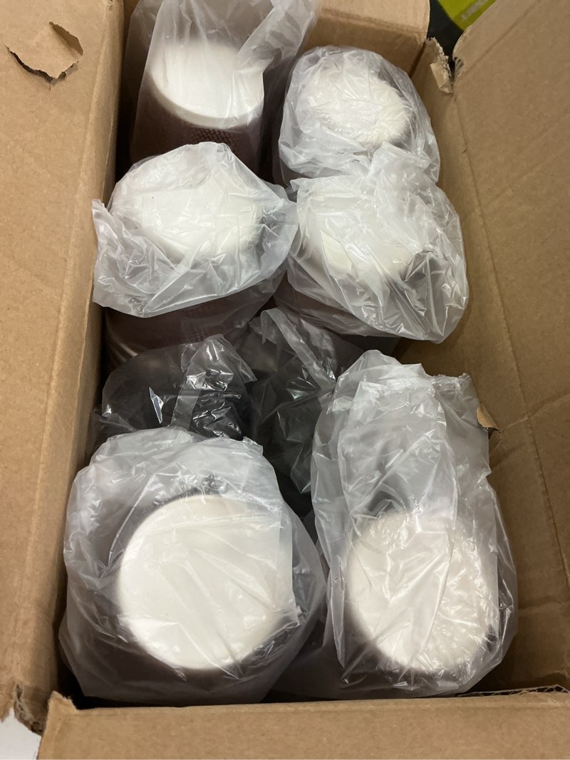 Condition photo showing New/Like New for Harvest Pack GOURMET SHOWCASE [150 SET 8 oz Disposable Coffee Cups, Insulated Ripple Double-Walled Paper Cup with Lid, Brown Geometric, Tea Hot Chocolate Drinks To go Brown 150