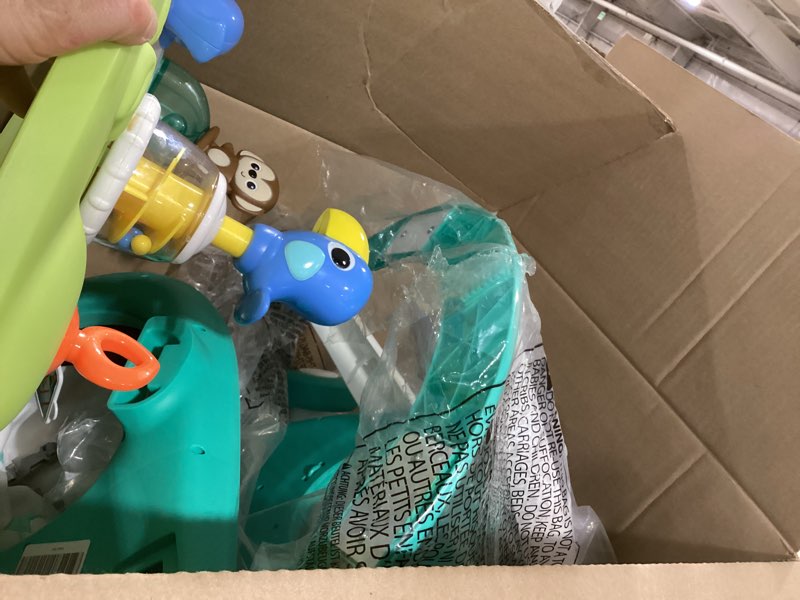 Condition photo showing Good Condition for bright starts around we go 2-in-1 baby walker, discovery activity center and table, tropic cool, ages 6 months+