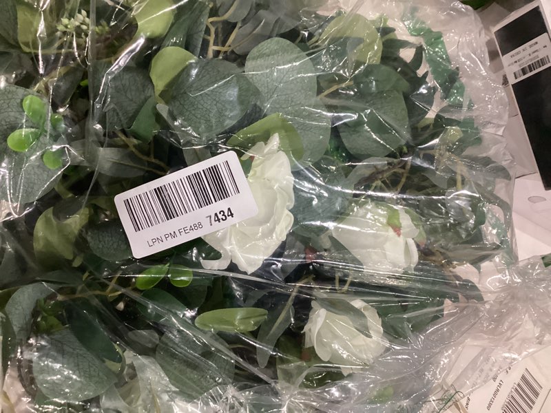 Condition photo showing Good Condition for 2 Pack 13Ft Artificial Eucalyptus Flower Garland with White Roses, Fake Rose Flower Greenery Garland Floral Vines for Wedding Home Party Table Runner Decor (White) Eucalyptus Flower Garland?2P)