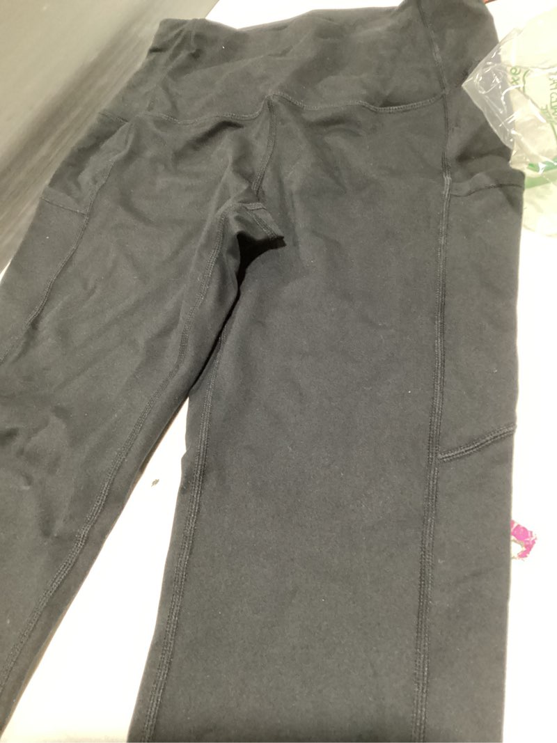 Condition photo showing Good Condition for THE GYM PEOPLE Thick High Waist Capris Yoga Pants with Pockets, Tummy Control Workout Running Yoga Leggings for Women Black Small