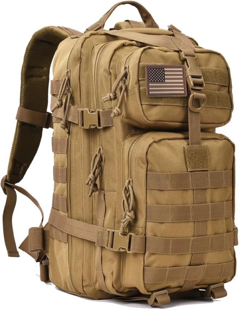 reebow gear - 35l military tactical backpack, 3-day assault pack, molle bag for army, cinnamon, tactical