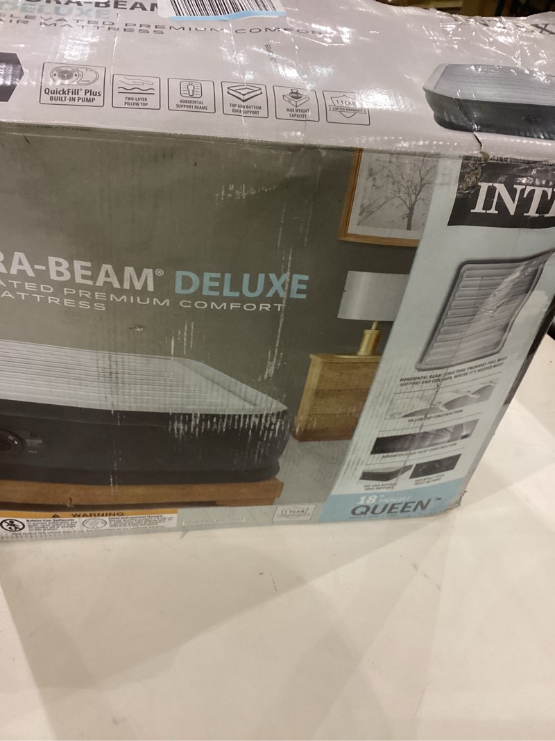 Condition photo showing Good Condition for Intex Dura-Beam Deluxe Comfort-Plush Elevated: Fiber-Tech – Queen Size – Built-in Electric Pump – 18in Bed Height – 600lb Weight Capacity 18" Grey Queen