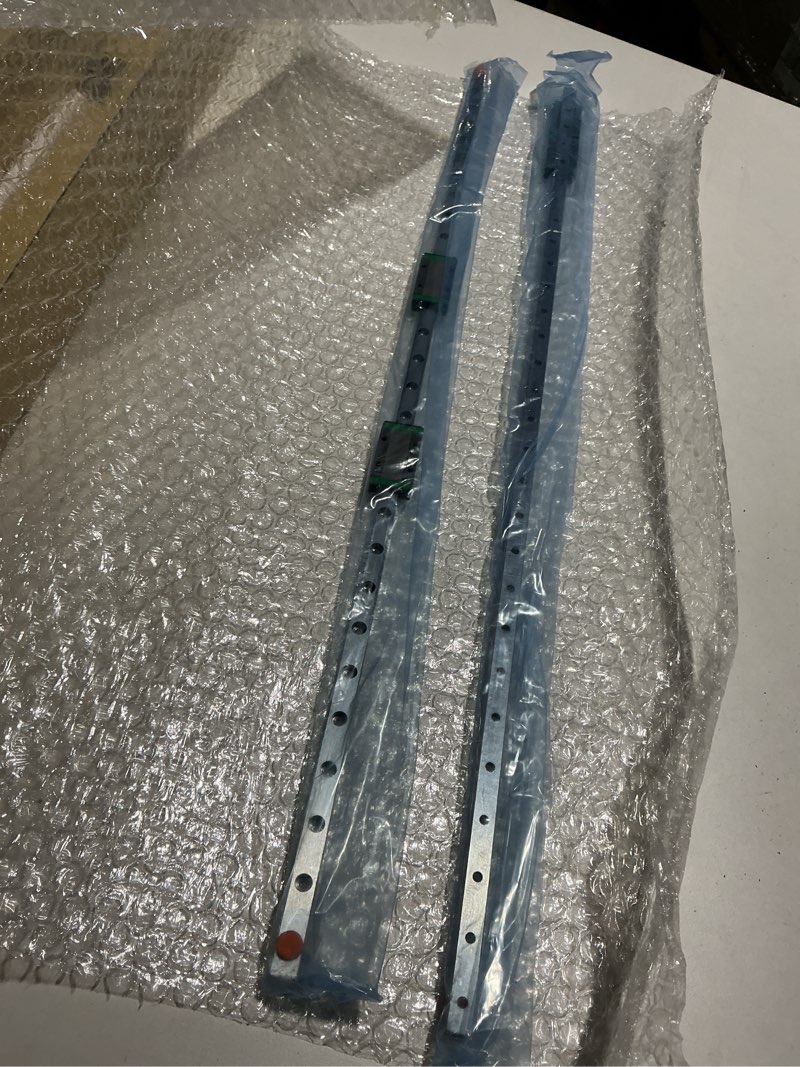 Condition photo showing As Is for ANWOK Linear Guide Rail 2X HGR20-400mm Linear Slide Guideway Rail + 1X RM/SFU1605-400mm Ballscrew Set with BF12/BK12 End Support Linear Rail Bearing Blocks DSG16H Nut Housing, for CNC Machine HGR20-400mm+SFU1605-400mm HGR20+SFU1605