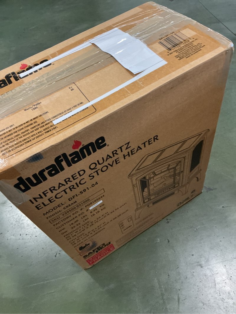 Condition photo showing New/Like New for Duraflame Electric Infrared Quartz Fireplace Stove with 3D Flame Effect, Cream