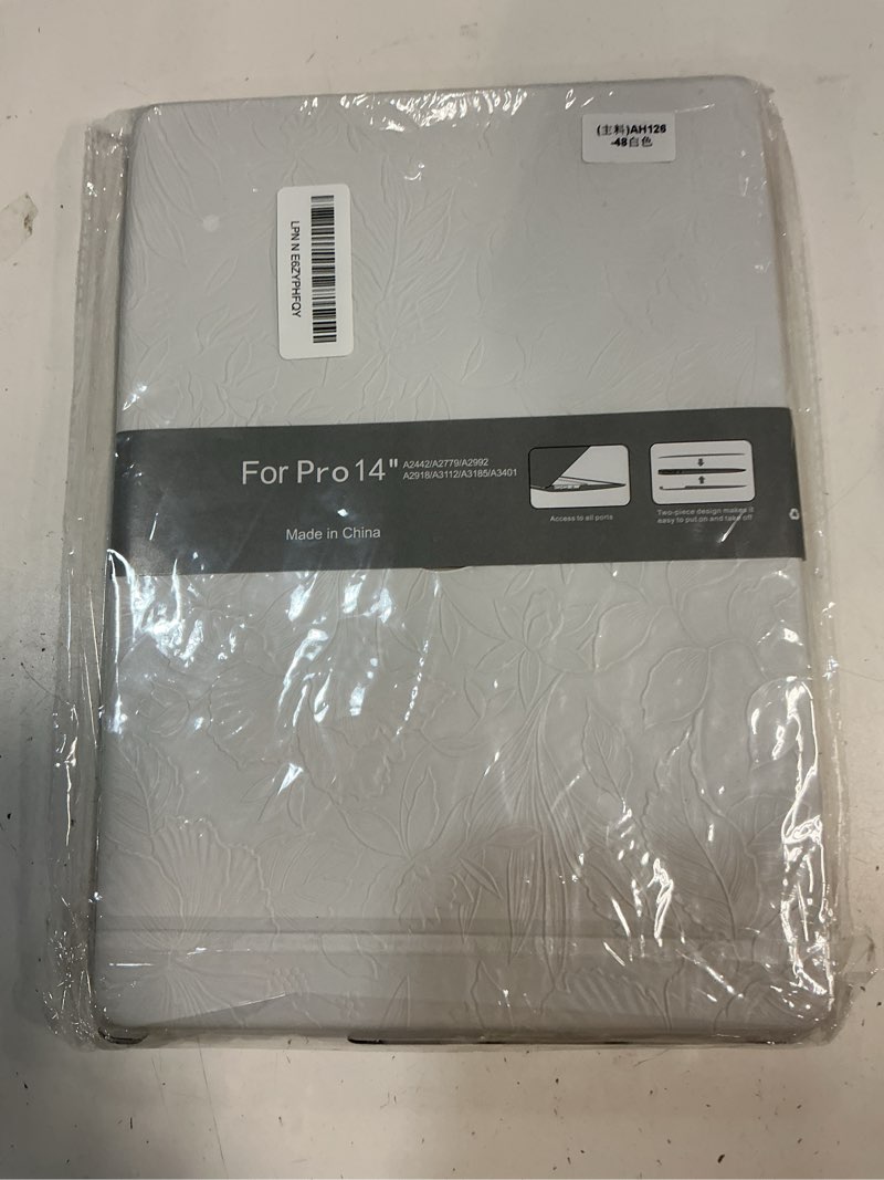 Condition photo showing Good Condition for seorsok compatible with macbook pro 14 inch case 2026 2025-2021 m5 m4 m3 a3426 a3427 a3434 a3112 a3185 a3401 m2 a2779 a2442,leaves flowers leather plastic hard shell case&keyboard cover,white floral pro14 a3426/a3427/a3112/a3185/a3401/a2442/a2992 white
