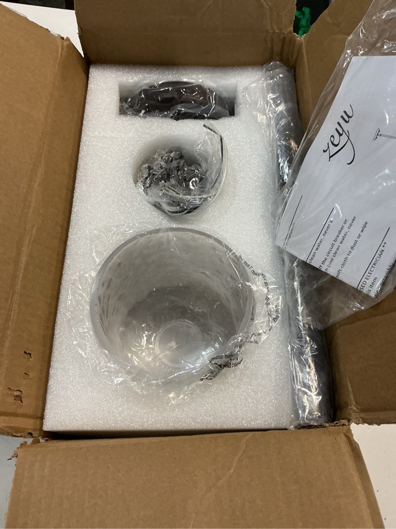 Condition photo showing New/Like New for zeyu farmhouse hanging light fixture, kitchen island pendant lights, 1-light adjustable hanging light with clear hammered glass, oil rubbed bronze finish, zjf63mil orb oil-rubbed bronze 4.9 inch | 1 pack
