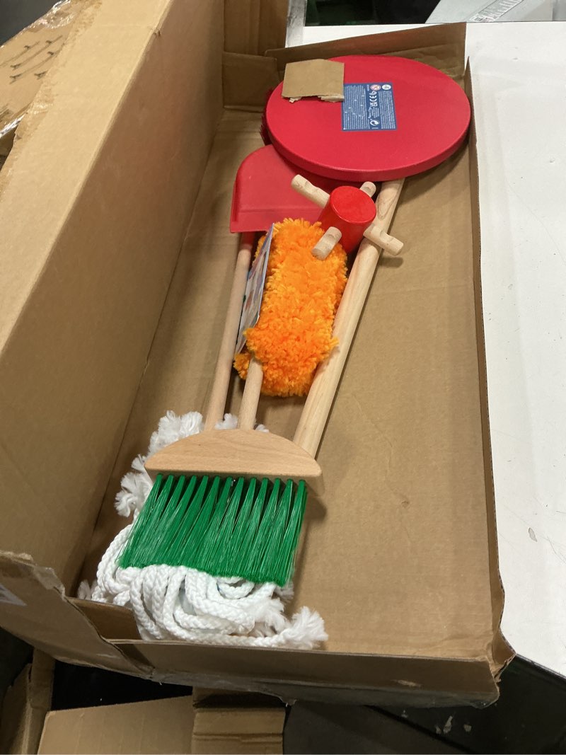 Condition photo showing Good Condition for melissa & doug dust sweep mop 6-piece pretend play set, toddler toy cleaning, pretend play home cleaning, kids broom and mop set for ages 3+