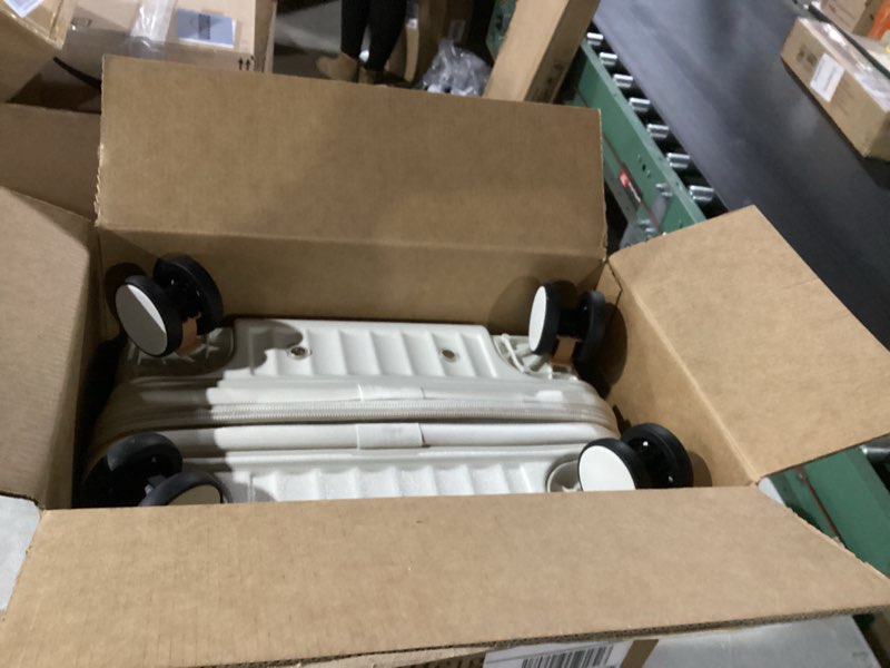 Condition photo showing Good Condition for Joyway Carry On Luggage, Expandable Suitcase with Smart Cup Holder and USB Port, 20 IN Hardside Checked with TSA Lock Spinner Double Wheels, White Carry-On 20-Inch White