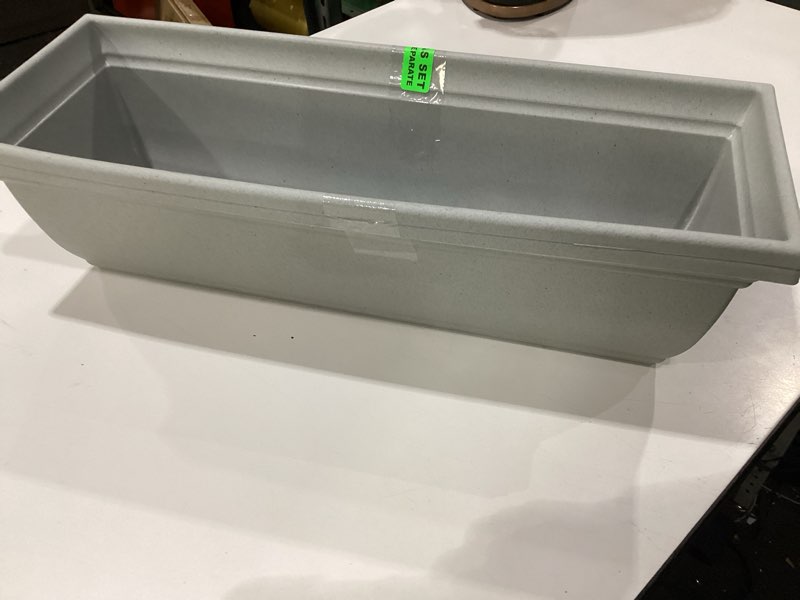 Condition photo showing New/Like New for the hc companies 24 inch mojave window planter box with drainage holes, lightweight uv-resistant plastic outdoor planters, 2-pack flower box for garden & home decor, granite