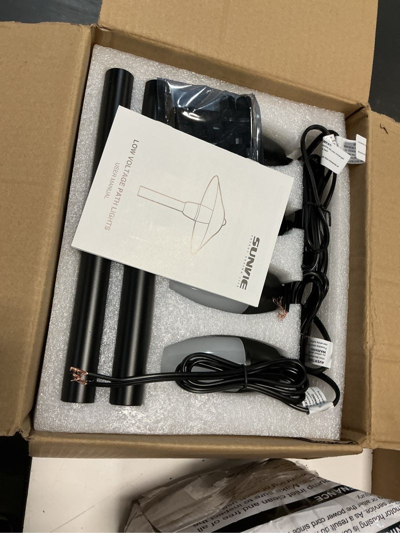 Condition photo showing Good Condition for sunvie low voltage pathway lights led landscape lights low voltage 3w 12-24v 3000k landscape lighting cast-aluminum waterproof landscape path lights for yard walkway garden etl listed cord, 4 pack