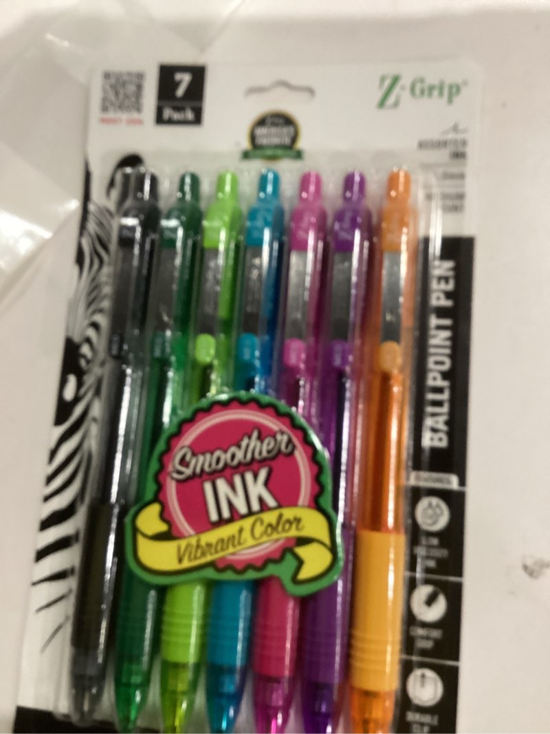 Condition photo showing New/Like New for Zebra Pen Z-Grip Retractable Ballpoint Pen, Smooth-Flowing Assorted Fashion Colors, 1.0mm Medium Point, School Supplies, Teacher Supplies and Office Supplies, 7-Pack (22276) Assorted Fashion A 7
