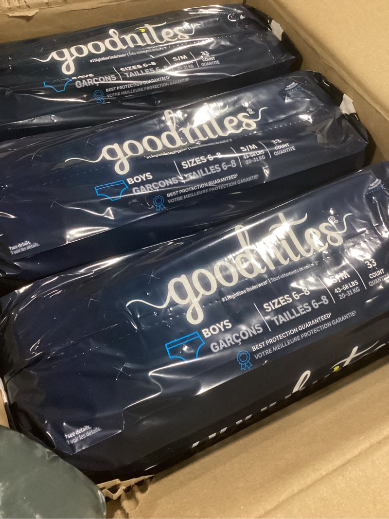 Condition photo showing Good Condition for Goodnites Boys' Bedwetting Underwear, Size S/M (43-68 lbs), 99 Ct (3 Packs of 33), Packaging May Vary Small/Medium 99