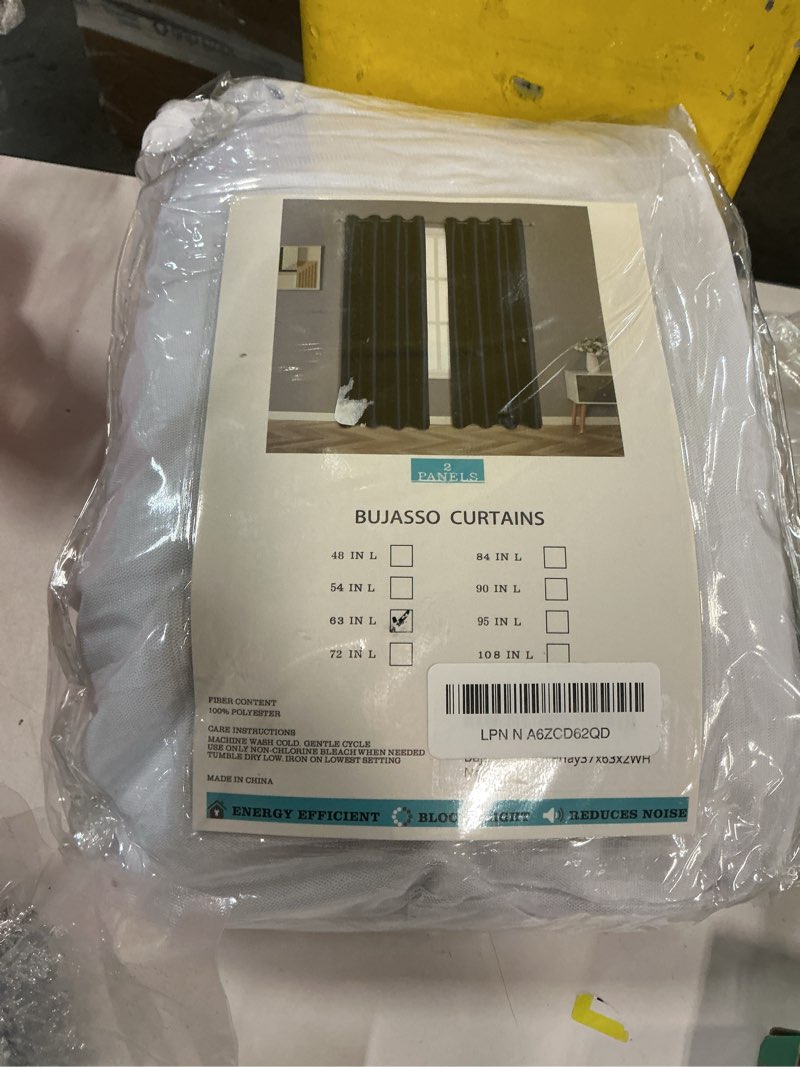 Condition photo showing Good Condition for Bujasso White Full Blackout Curtain Panels with Sheer Overlay Mix and Match Double Layer Thermal Insulated Window Treatment Set for Living Room White Drapes with Tiebacks Grommet Top 37" Wx63 Lx2 37"W x 63"L (Pack of 2) White