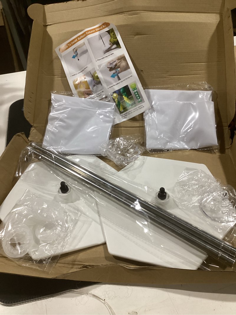 Condition photo showing Good Condition for upgraded balloon column stand kit, 7 feet height adjustable balloon tower pillar with reusable metal telescopic design for graduation, wedding, baby shower, birthday party decoration balloon column set of 2