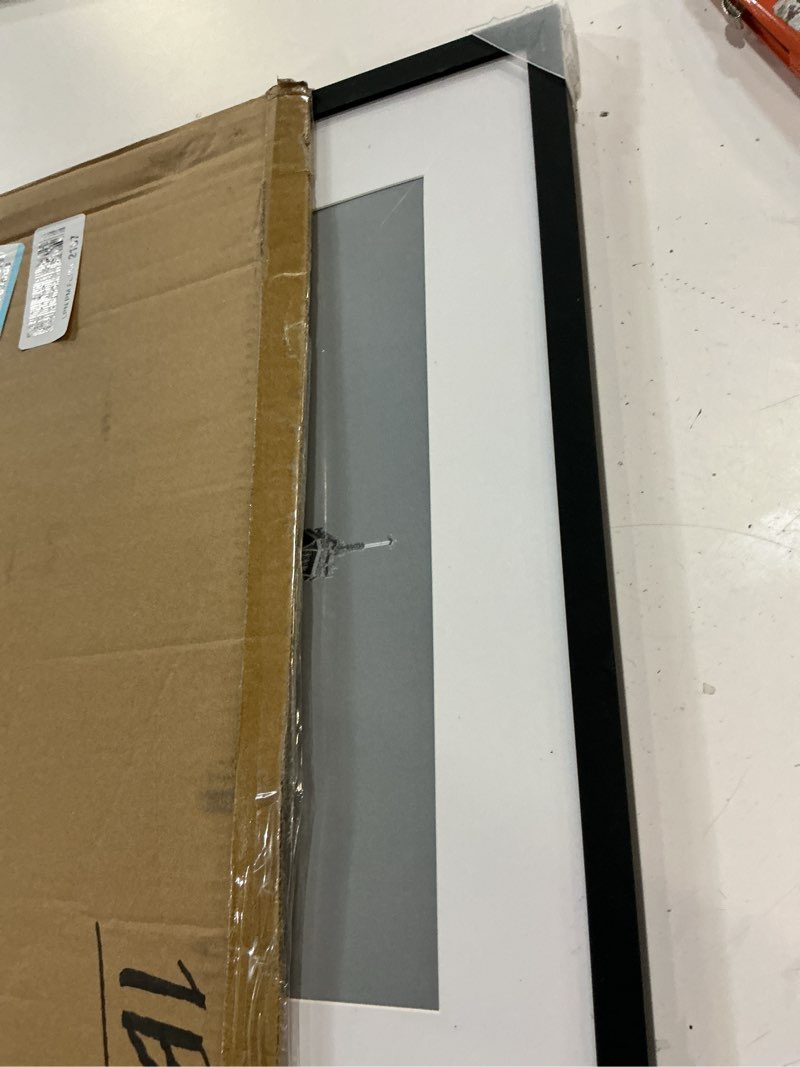Condition photo showing New/Like New for upsimples 18x22 picture frame, display pictures 14x18 with mat or 18 x 22 without, wall hanging poster frames, black, 1 pack black 18x22
