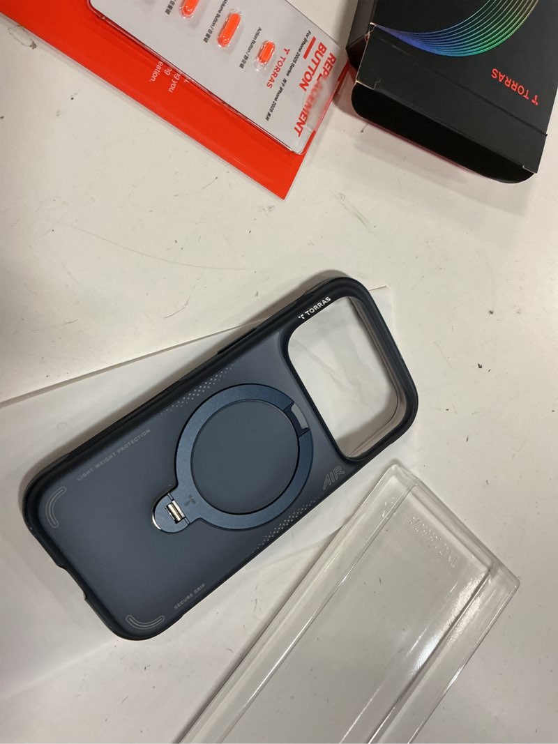 Condition photo showing Good Condition for torras ostand q3 air for iphone 17 pro case 6.3'' with stronger magnetic stand, fit for magsafe, airbags miltary protection, camera control for iphone 17 pro case, shockproof & stylish, midnight blue iphone 17 pro 6.3" midnight blue