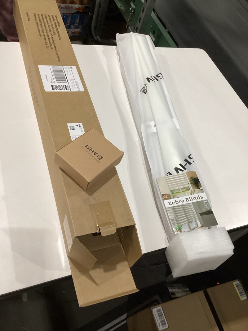 Condition photo showing New/Like New for GHV Cordless Zebra Blinds for Windows Free-Stop Shades Light Filtering Dual Layer Light Control for Day and Night (Beige, 31 in (W) x 64 in (H)) Beige 31 in (W) x 64 in (H)