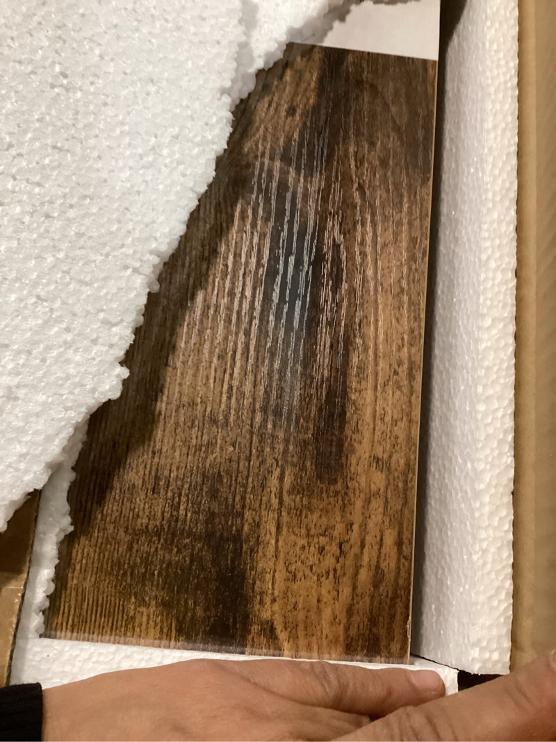 Condition photo showing New/Like New for QEEIG Floating Shelves for Wall 23.6" Long - Wall Mounted Shelf Bathroom Kitchen Living Room Bedroom Farmhouse Home Decor Display Bookshelf Large 23.6 x 9.3 inch Set of 2, Rustic Brown (008-60BN) 23.6" A. Brown
