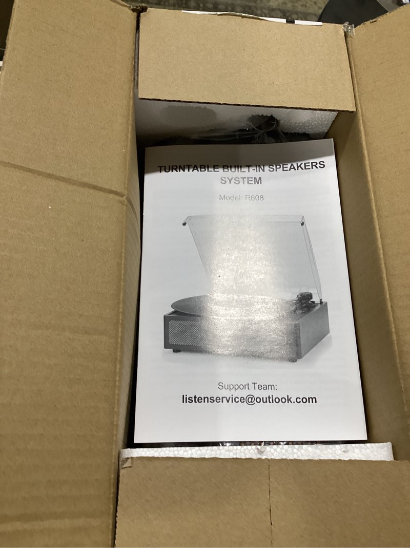 Condition photo showing Good Condition for vinyl record players vintage turntable with speakers belt-driven turn tables support 3-speed, bluetooth wireless playback, headphone, aux-in, rca line lp phonograph auto stop retro black black built-in two speakers