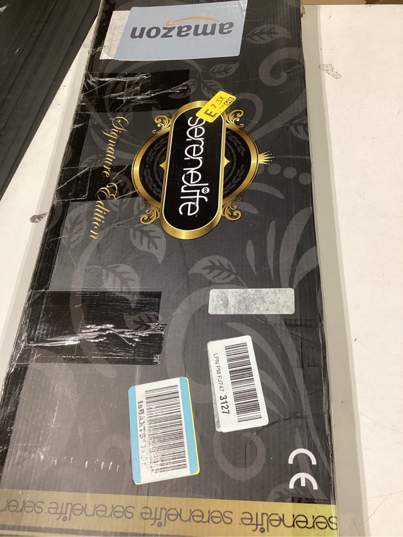 Condition photo showing Good Condition for SereneLife Bath Caddy Breakfast Tray Combo with Gift Box-Natural Bamboo Wood Waterproof Bath Tub Caddy and Bed Tray with Folding Slide-Out Arms,Device Grooves,Wine Glass and Soap Holder 3) Folding, Hard Back, Gift Set