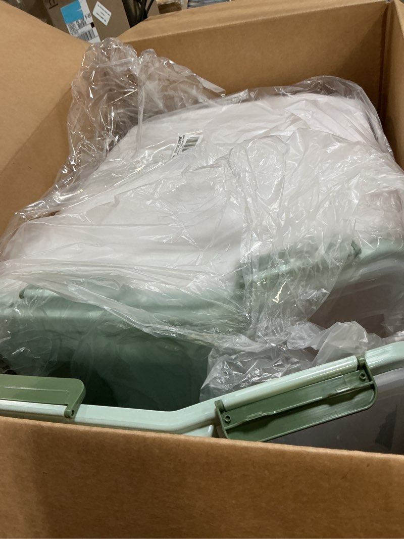 Condition photo showing Good Condition for large flour storage container bin 50lb, 2pack airtight rice storage containers with wheels seal locking lid, bpa free with measuring cup&scoop for flour, rice, grain(green)