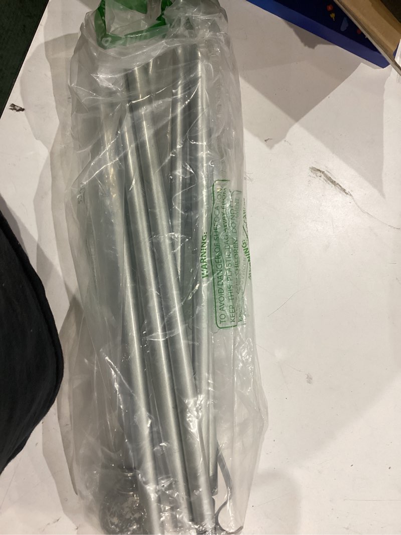 Condition photo showing As Is for double curtain rod 36-153 inch, silver extra long dual curtain rods for windows, adjustable heavy duty vintage spliced 1 inch window treatment rods with decorative crystal foil finial silver 36"-153"