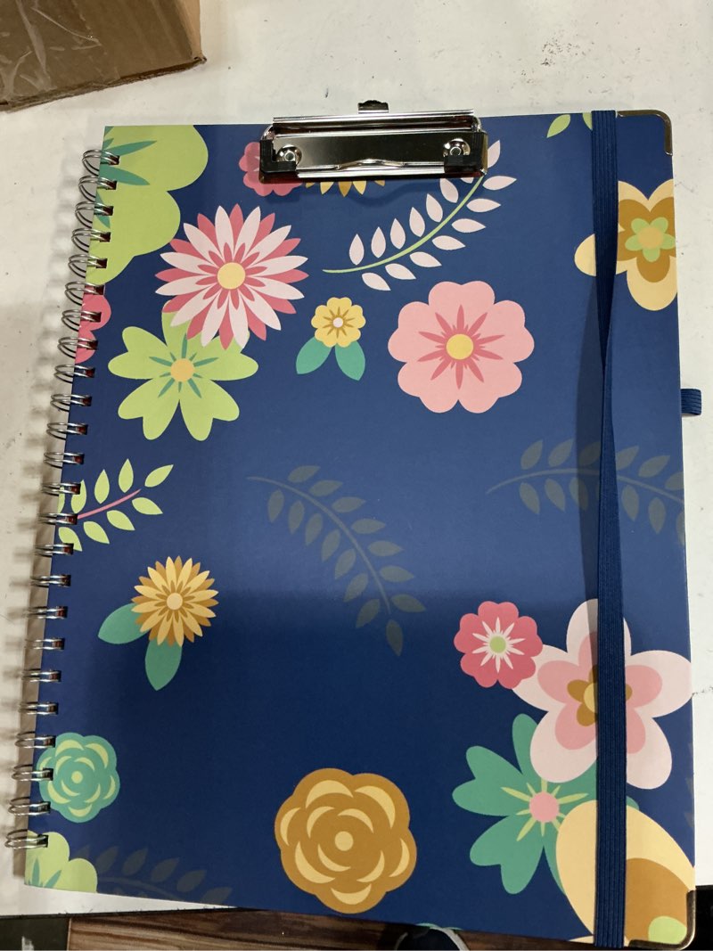 Condition photo showing New/Like New for clipboard folio spiral folder board,5 extra folders with 10 storage pockets,refillable lined fillable notepad,folded clipboard with storage,suitable for office,school and student (blue flowers)