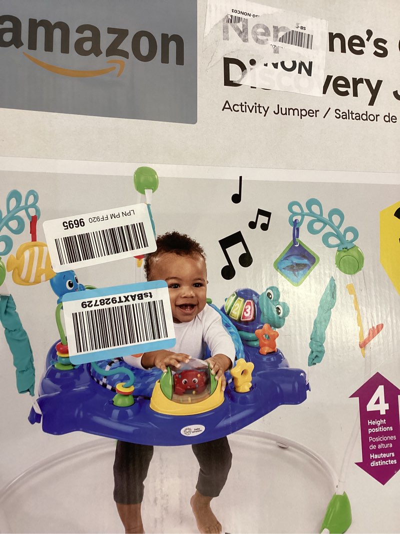 Condition photo showing New/Like New for Baby Einstein Neptune's Ocean Discovery Activity Baby Jumper Activity Center, Ages 6 Months +, Max Weight 25 lbs., Unisex